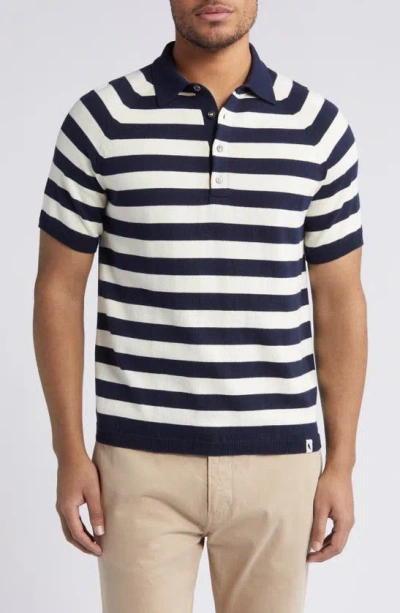 Peregrine Rubgy Polo Sweater In Navy