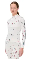 Perfect Moment 1/4 Zip Base Layer Top Dede Ski Print In White