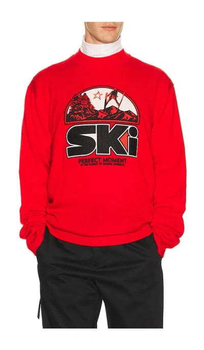 Perfect Moment Adler Crew Neck Sweater In Red