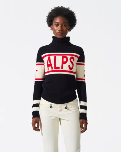 Perfect Moment Alps Merino Wool Sweater L In Navy
