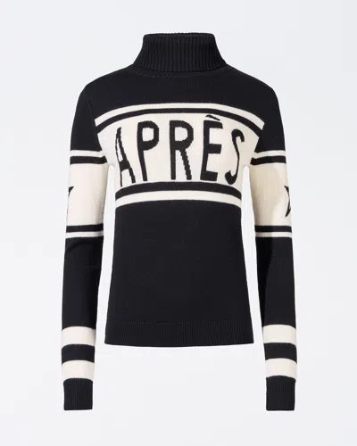 Perfect Moment Women's Apres Merino Wool Sweater, Ski Knitwear, Black & White, Xl In White-black
