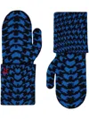 Perfect Moment Twisted Houndstooth Après Mittens Onesize In 蓝色
