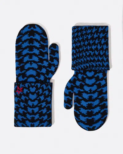 Perfect Moment Twisted Houndstooth Après Mittens Onesize In True-indigo