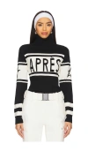 Perfect Moment Women's Apres Merino Wool Sweater, Ski Knitwear, Black & White, Xl In Black & Antique White & Toffee