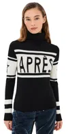 Perfect Moment Women's Apres Merino Wool Sweater, Ski Knitwear, Black & White, Xl In Black/antique White/toffee