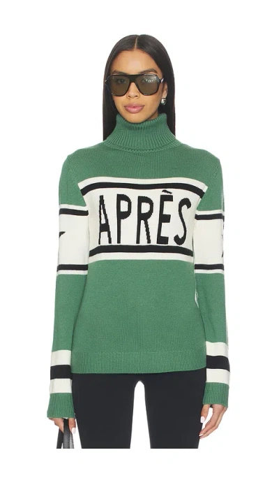 Perfect Moment Schild Intarsia Merino Wool Turtleneck Sweater In Green