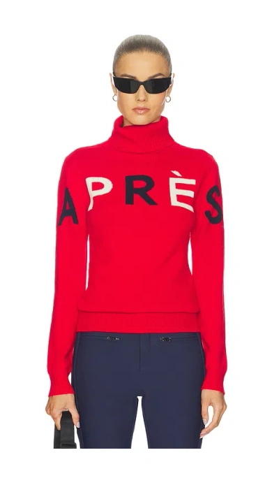 Perfect Moment Intarsia Merino Wool Turtleneck Sweater In Red