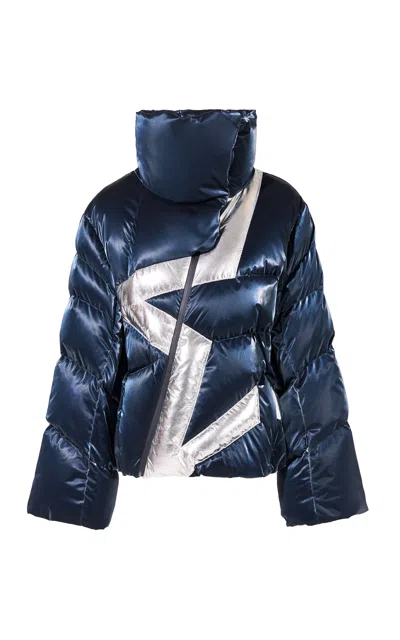 Perfect Moment Ariel Quilted Metallic Down Ski Jacket In Blue