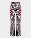 Perfect Moment Aurora High-rise Nylon Flared Ski Pants In Twisted Houndstooth Red