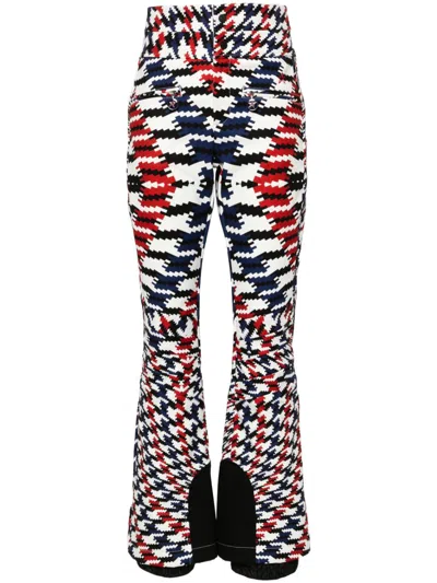 Perfect Moment Aurora High-rise Nylon Flared Ski Pants In Twisted Houndstooth Red