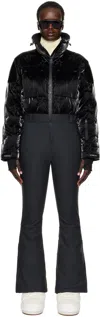 Perfect Moment Helen Embroidered Quilted Down Ski Suit In Jet Black