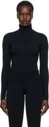Perfect Moment Black Seamless Thermal Sport Top In Black/black