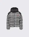 Perfect Moment Moment Houndstooth Hooded Embroidered Padded Down Ski Jacket In Houndstooth-black-snow-white