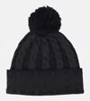 Perfect Moment Cable Knit Merino Wool Beanie Onesize In Jet Black