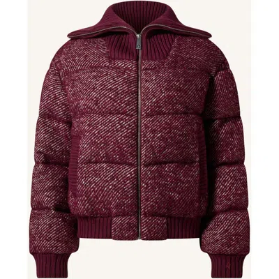 Perfect Moment Bouclé Wool Bomber Down Jacket In Burgundy