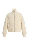 Perfect Moment Bouclé Wool Down Bomber Jacket In White