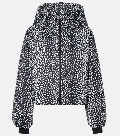Perfect Moment Bubble Leopard-print Down Ski Jacket In Black