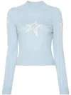 Perfect Moment Cable Merino Wool Sweater L In Blau