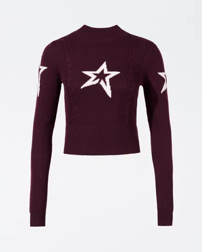 Perfect Moment Cable Merino Wool Sweater Xl In Burgundy