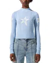 Perfect Moment Cable Merino Wool Sweater L In Bluebird Blue