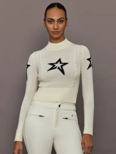 Perfect Moment Cable Under Layer Sweater Snow White In Animal Print