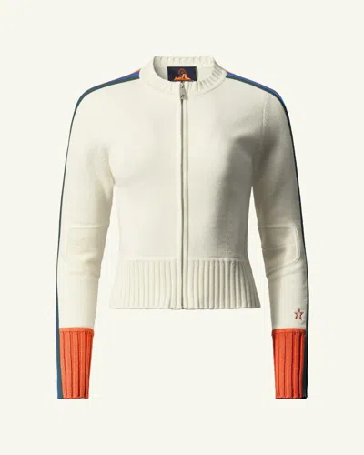 Perfect Moment Camille Merino Wool Knit Cardigan L In White