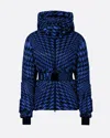 Perfect Moment Candice Down Parka Jacket S In Indigo-twisted-houndstooth