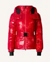 Perfect Moment Candice Hooded Belted Down Ski Jacket In Red