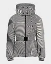 Perfect Moment Warped Star Candice Down Parka Jacket Xl In Warped Star Print - Black Snow White