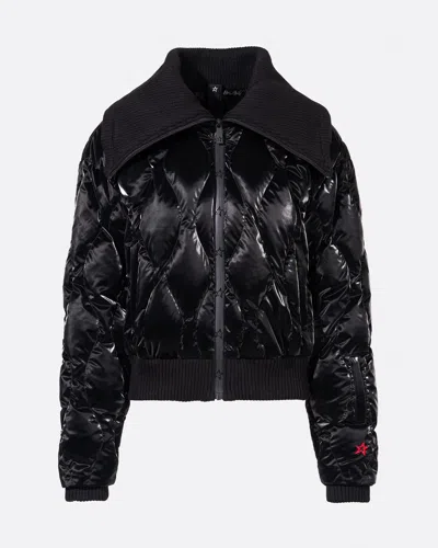 Perfect Moment Carving Puffer Jacket In Black-liquid