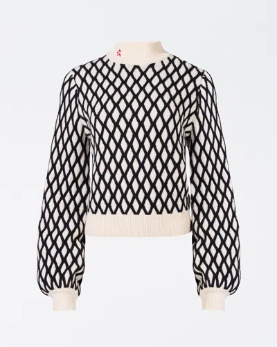 Perfect Moment Carving Merino Wool Sweater In White-black