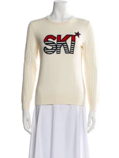 Pre-owned Perfect Moment Cashmere Graphic Print Sweater In White