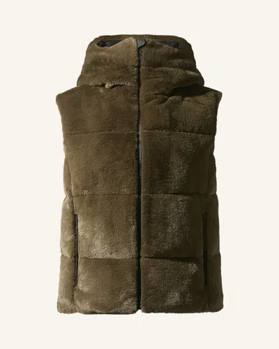 Perfect Moment Celia Faux Fur Down Gilet S In Brown