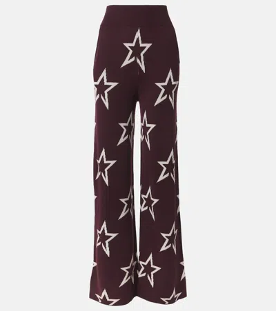 Perfect Moment Chalet Knitted Wool Wide-leg Pants In Burgundy