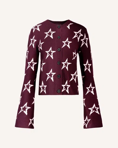 Perfect Moment Chalet Merino Wool Cardigan L In Burgundy