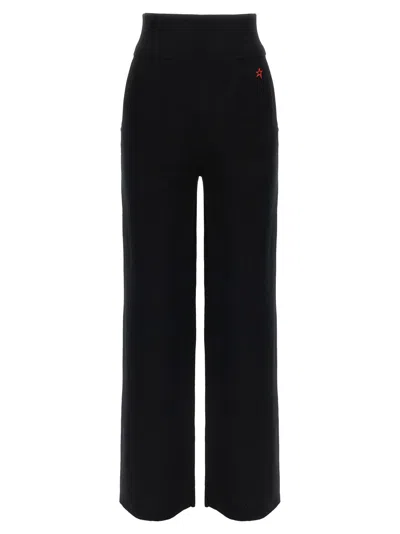 Perfect Moment Womens Black Chalet Wide-leg Knitted Merino-wool Trousers