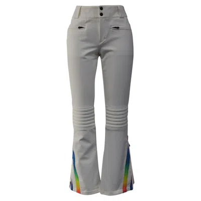 Perfect Moment Chevron Flare Ski Pants In White Nylon