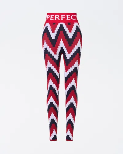 Perfect Moment Chevron Jacquard Legging Xl In Red