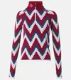 Perfect Moment Women's Jacquard 1/4 Zip Top, Red Chevron Print, Xs In Multicoloured