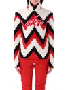 Perfect Moment Chevron Roll Neck Sweater Chevron Print/red In Chevron Print Red