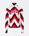 Perfect Moment Chevron Roll Neck Sweater Chevron Print/red In Red