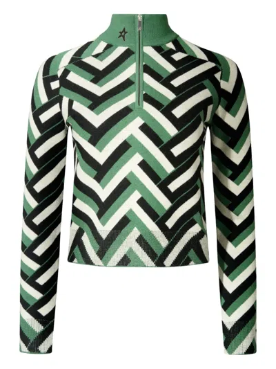 Perfect Moment Chevron-pattern Jumper In Green