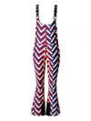 Perfect Moment Chevron-pattern Zip-up One-piece In Blue