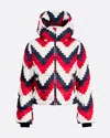 Perfect Moment Chevron Polar Flare Down Jacket L In White-red
