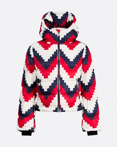 Perfect Moment Chevron Polar Flare Down Jacket L In Chevron Print Red