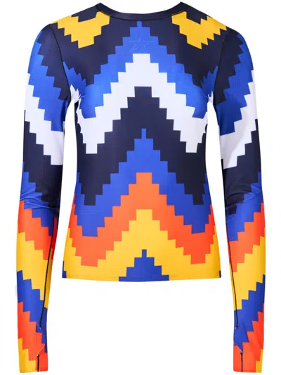 Perfect Moment Chevron Compression Base Layer Top In Canary-yellow-chevron-print