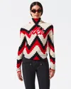 Perfect Moment Chevron Roll Neck Sweater Chevron Print/red In Red