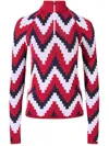 Perfect Moment Women's Jacquard 1/4 Zip Top, Red Chevron Print, Xs In Red