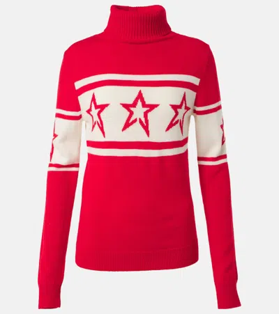 Perfect Moment Chopper Wool Turtleneck In Red