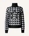 Perfect Moment Chunky Houndstooth Merino Wool Sweater L In Black